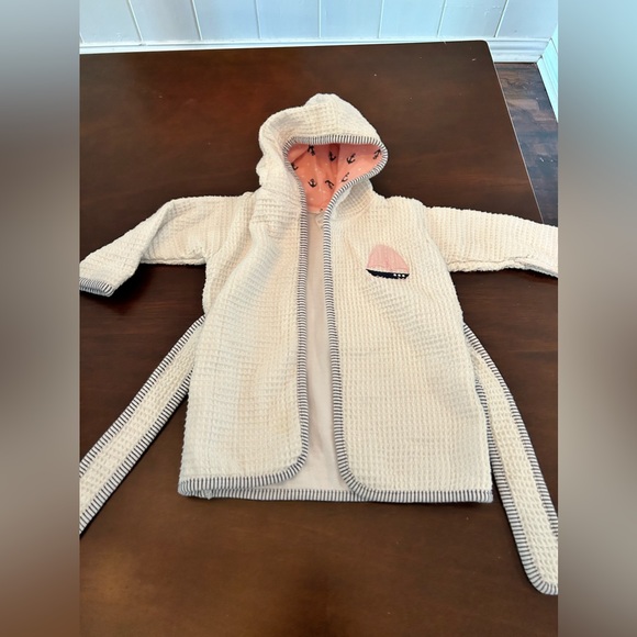 Nautica Baby's Infant White Hooded Robe Sailboat Accented on Front; 0-9mo - Picture 2 of 8
